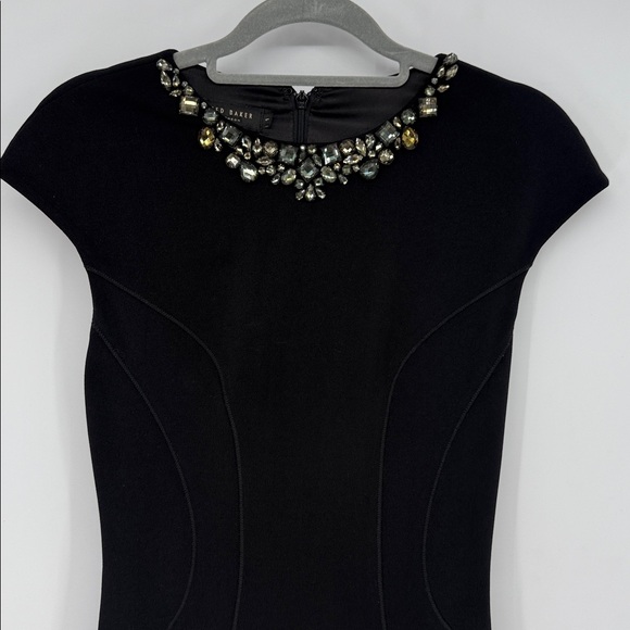 Ted Baker London Embellished Jeweled Black Bodycon Dress Size 1 - Picture 5 of 9